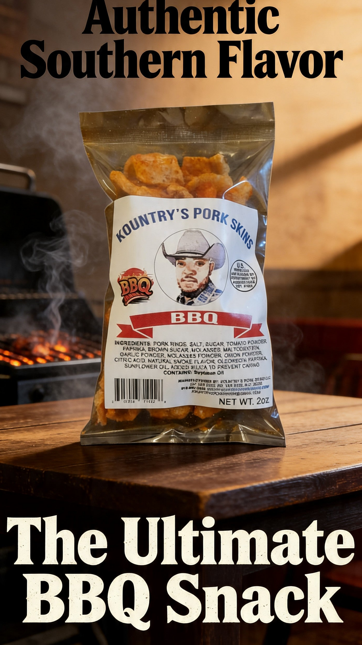 Kountry's Pork Skins BBQ flavor 6 pack