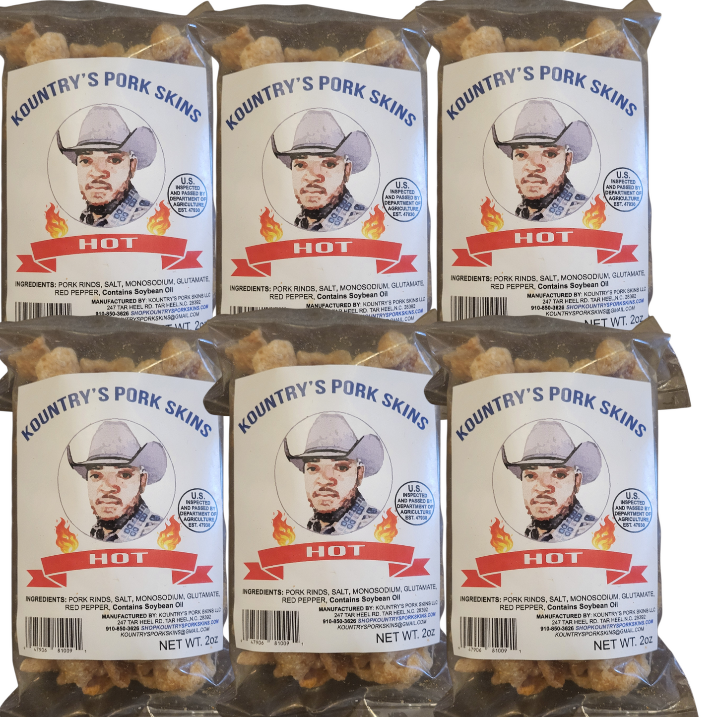 Kountry's Pork Skins Hot 🔥 6 pack