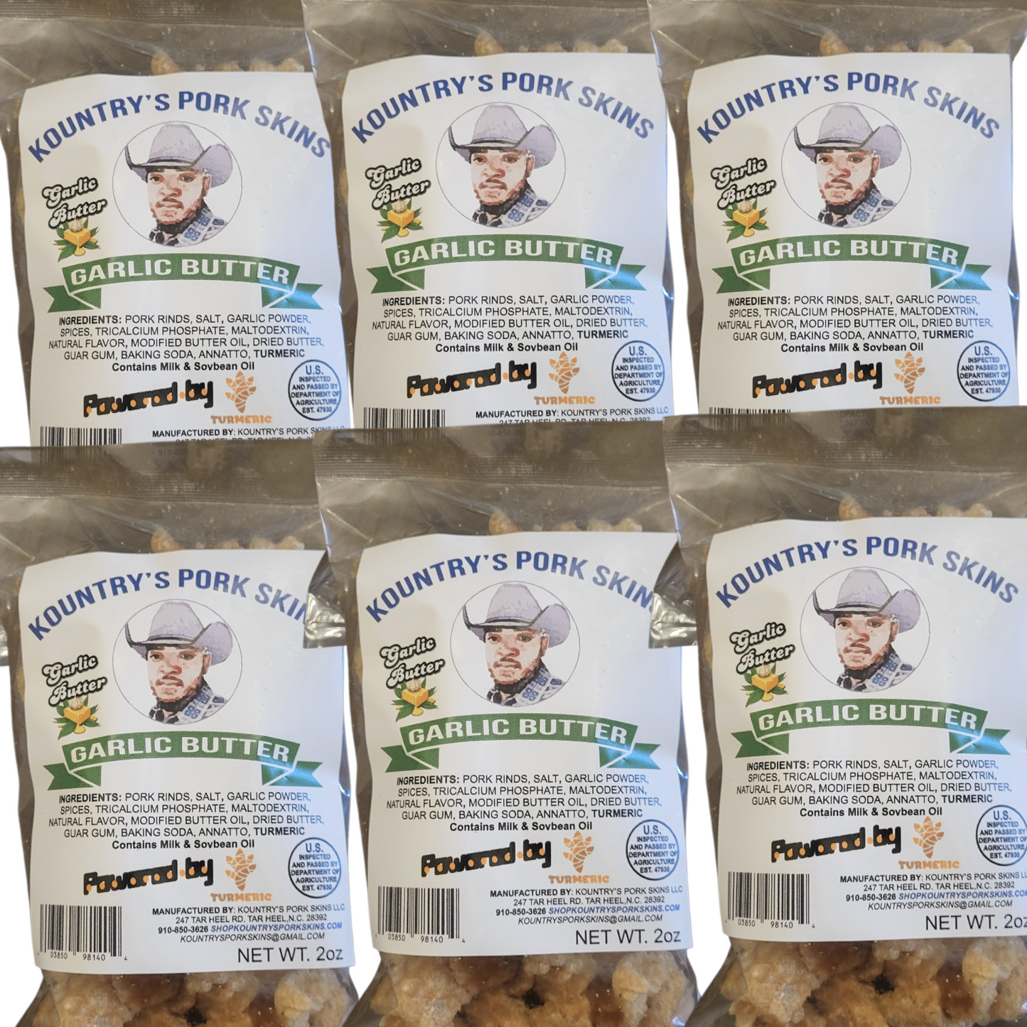 Kountry's Pork Skins Garlic Butter 6 Pack
