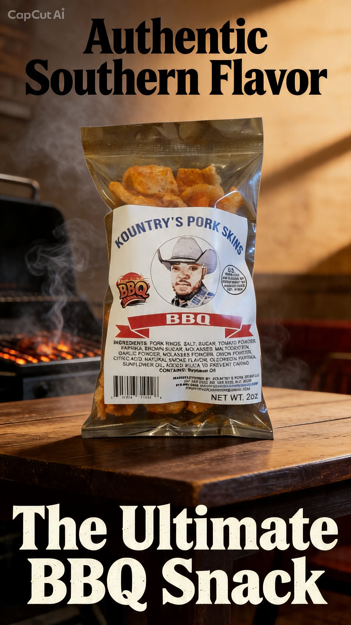 Kountry's Pork Skins BBQ flavor 6 pack
